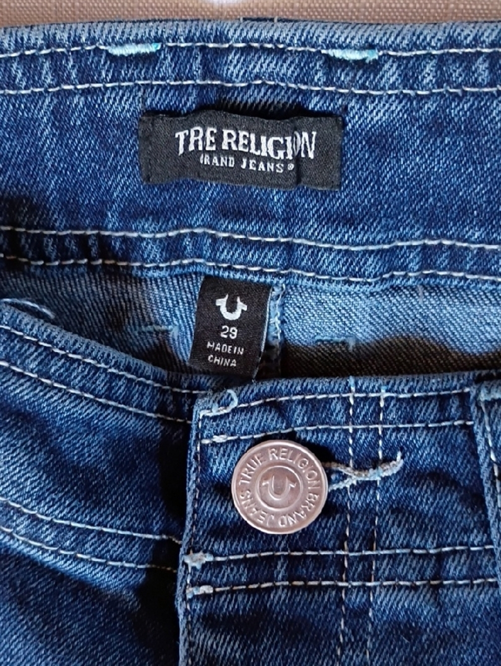 True Religion Women's Dark Blue Relaxed Cargo Jeans Size 29 - Picture 9 of 12